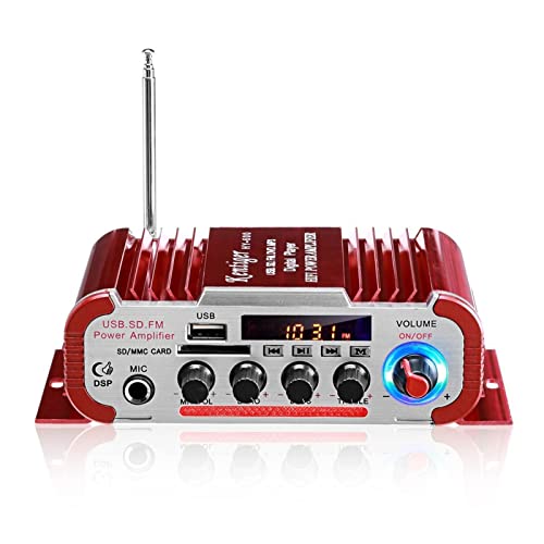 HEALBYBLE HY60 600W 2.0CH HiFi Audio-Verstärker LCD Anzeigeklasse D Power Amplificador Radio Car Home Super Lauter Lautsprecher FM USB SD.,Einfache Balance-Kontrolle(Rood) von HEALBYBLE