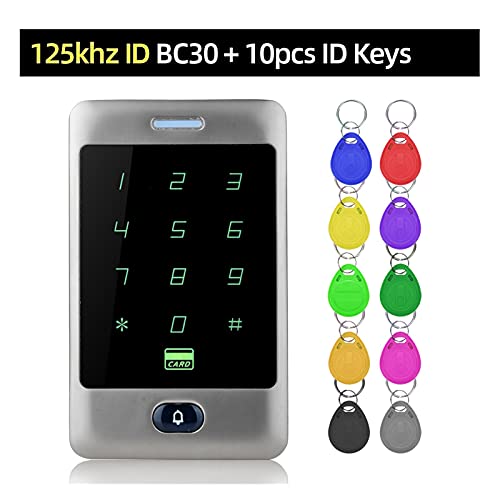 HEALBYBLE Zugangskontrolle wasserdichte Standalone Touch-Tastatur Türverriegelung Zugangskontrollsystem Metallgehäuse Muschel Regenschutz,Ultraschnelle Identifizierung(125khz BC30 10 Keys) von HEALBYBLE