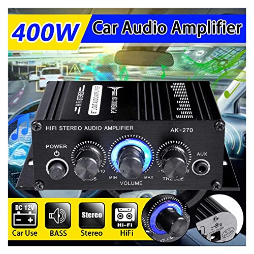 HiFi 12V Autoverstärker Home Stereo Subwoofer Verstärker Soundlautsprecher LED Display digitaler Audioprozessor Auto-Musik-Player,Einfache Balance-Kontrolle(12V Adapter for Home) von HEALBYBLE