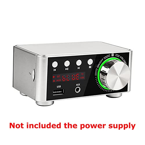 Mini Digital HiFi Bluetooth 5.0 Power Class D Verstärker Audio Amp 50W * 2 Heimkino Auto Marine USB TF- Karte,Einfache Balance-Kontrolle(Silver) von HEALBYBLE