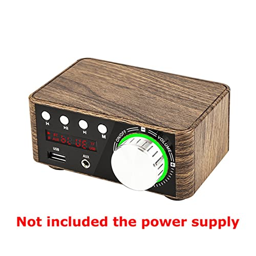 Mini Digital HiFi Bluetooth 5.0 Power Class D Verstärker Audio Amp 50W * 2 Heimkino Auto Marine USB TF- Karte,Einfache Balance-Kontrolle(Wood Grain) von HEALBYBLE