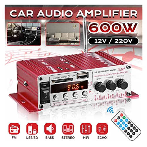 S430 600W. Audio-Home-Digitalverstärker LCD Auto-Audio-Bass-Leistungsverstärker anzeigen FM USB SD. Radio-Subwoofer-Lautsprecher.,Einfache Balance-Kontrolle(12V Adapter for Home) von HEALBYBLE
