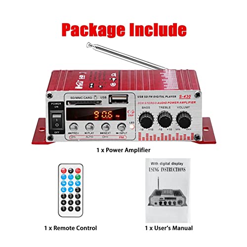 S430 600W. Audio-Home-Digitalverstärker LCD Auto-Audio-Bass-Leistungsverstärker anzeigen FM USB SD. Radio-Subwoofer-Lautsprecher.,Einfache Balance-Kontrolle(Rood) von HEALBYBLE