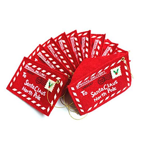 10pcs Christmas Letter Envelope to Santa Claus Xmas Candy Bag Money Card Holders Holiday Tree Ornament (Red) von HEALLILY