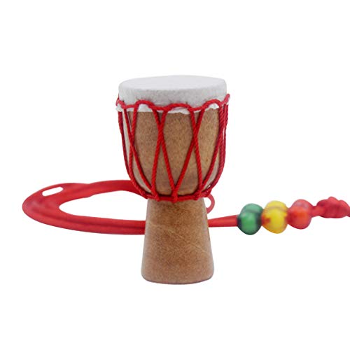 HEALLILY Afrikanische Trommel Halskette Holz Mini Djembe Percussion Anhänger Hand Trommel Bongo Instrument Geburtstag Geschenk Rote Linie von HEALLILY