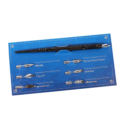 HEALSOPTHY 1 Satz Dip-Stift Kalligraphie für üben kaligrafieset kalligrafie set Schreibset Antiker Federhalter caligrafie pen set Vintage Kalligrafiestift Tintentauchstift hölzern Black von HEALSOPTHY