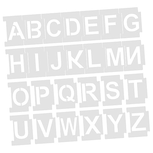 HEALSOPTHY 26 Stück Malvorlage Herstellung Kinderhandwerk wiederverwendbar Vinyl Brief groß schablonen Alphabet-Vorlagen malen Alphabetform -Alphabet-Schablone das Haustier Weiß von HEALSOPTHY