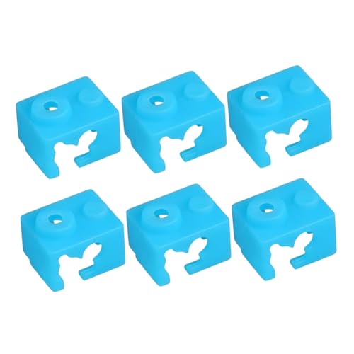HEALSOPTHY 6 Stück Heizblock Aluminiumblock Silikonabdeckung Heizblock Socken Heizblockabdeckungen Druckerheizblock Druckerteile Silikonheizkissen Silikonblöcke Kieselgel Himmelblau von HEALSOPTHY