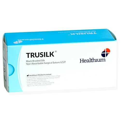 HEALTHIUM - TRUSILK - Nicht absorbierbare Multifilament-Naht aus geflochtener schwarzer Seide, C0, Nadel 30 mm, Naht 76 cm, schwarz, 22830 HEALTHIUM - TRUSILK - Nicht absorbierbare Multifilament-Naht aus geflochtener schwarzer Seide, C0, Nadel 30 mm, Naht 76 cm, schwarz, 22830 von HEALTHIUM