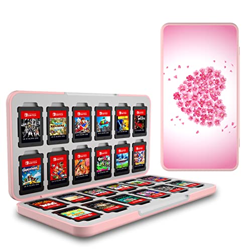 HEATFUN Switch Game Case, Switch Game Storage Case with 24 Sots, Switch Pink Game Holder for Girls von HEATFUN