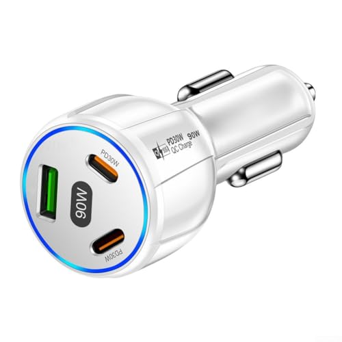 90W USB C Autoladegerät für schnelles Laden, kompatibel mit den meisten DC 12V 32V Modellen (Weiß) von HEBEOT