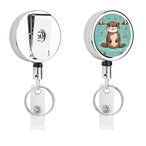 Ausziehbarer Ausweishalter aus Metall, einziehbar, Cartoon-Motiv, niedliches Otter-Abzeichen mit Gürtelclip, Schlüsselanhänger für Schlüssel, Namenskartenhalter Ausziehbarer Ausweishalter aus Metall, einziehbar, Cartoon-Motiv, niedliches Otter-Abzeichen mit Gürtelclip, Schlüsselanhänger für Schlüssel, Namenskartenhalter von HEBVNJF