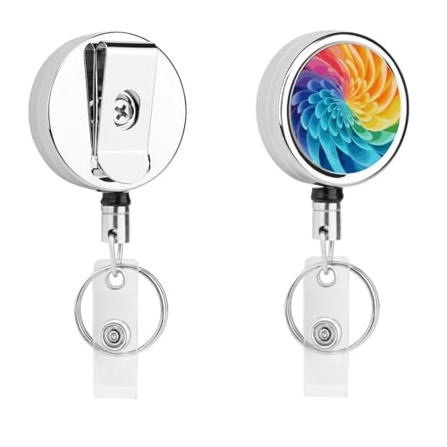Ausziehbarer Ausweishalter aus Metall, einziehbar, Regenbogenfarben, dynamisches Abzeichen mit Gürtelclip, Schlüsselanhänger für Schlüssel, Namenskartenhalter Ausziehbarer Ausweishalter aus Metall, einziehbar, Regenbogenfarben, dynamisches Abzeichen mit Gürtelclip, Schlüsselanhänger für Schlüssel, Namenskartenhalter von HEBVNJF