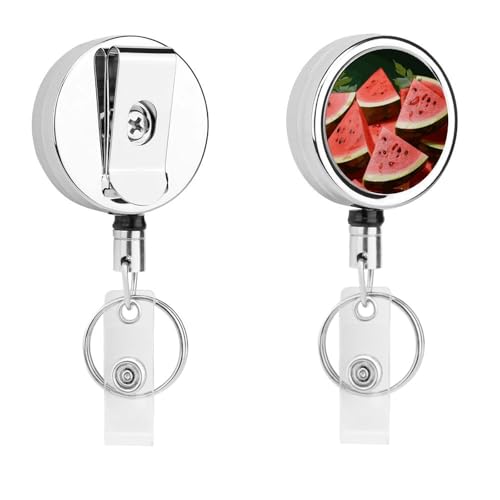 Ausziehbarer Ausweishalter aus Metall, einziehbar, für Reife Wassermelonenscheiben, Samen, Abzeichen mit Gürtelclip, Schlüsselanhänger für Schlüssel, Namenskartenhalter Ausziehbarer Ausweishalter aus Metall, einziehbar, für Reife Wassermelonenscheiben, Samen, Abzeichen mit Gürtelclip, Schlüsselanhänger für Schlüssel, Namenskartenhalter von HEBVNJF