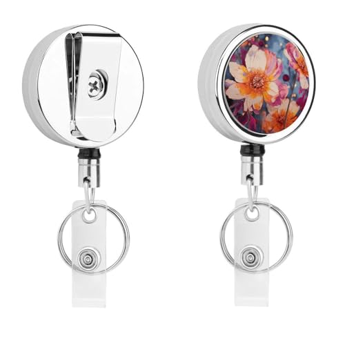 Ausziehbarer Ausweishalter aus Metall, einziehbar, leuchtende Blumen, Abzeichen mit Gürtelclip, Schlüsselanhänger für Schlüssel, Namenskartenhalter Ausziehbarer Ausweishalter aus Metall, einziehbar, leuchtende Blumen, Abzeichen mit Gürtelclip, Schlüsselanhänger für Schlüssel, Namenskartenhalter von HEBVNJF