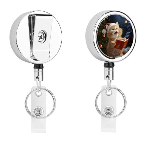 Ausziehbarer Ausweishalter aus Metall, einziehbar, niedliche Katze, singend, Weihnachtslieder, Abzeichen mit Gürtelclip, Schlüsselanhänger für Schlüssel, Namenskartenhalter Ausziehbarer Ausweishalter aus Metall, einziehbar, niedliche Katze, singend, Weihnachtslieder, Abzeichen mit Gürtelclip, Schlüsselanhänger für Schlüssel, Namenskartenhalter von HEBVNJF