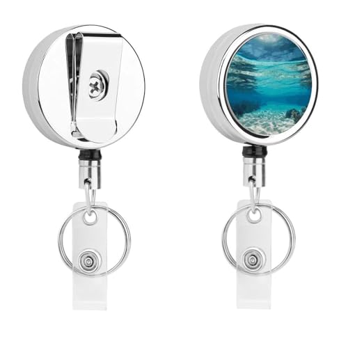 Ausziehbarer Ausweishalter aus Metall, einziehbar, tropischer Strand, Unterwasseransicht, Abzeichen mit Gürtelclip, Schlüsselanhänger für Schlüssel, Namenskartenhalter Ausziehbarer Ausweishalter aus Metall, einziehbar, tropischer Strand, Unterwasseransicht, Abzeichen mit Gürtelclip, Schlüsselanhänger für Schlüssel, Namenskartenhalter von HEBVNJF