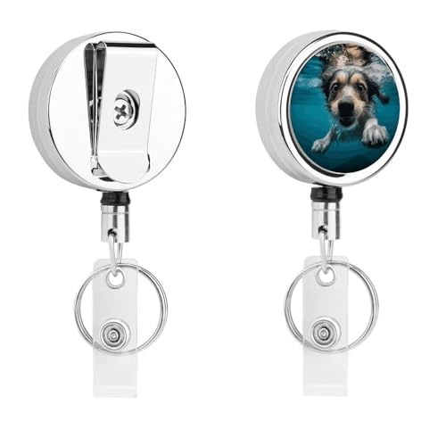 Ausziehbarer Ausweishalter aus Metall, einziehbarer Schlüsselanhänger, Unterwasser-Hundeabzeichen mit Gürtelclip, Schlüsselanhänger für Schlüssel, Namenskartenhalter Ausziehbarer Ausweishalter aus Metall, einziehbarer Schlüsselanhänger, Unterwasser-Hundeabzeichen mit Gürtelclip, Schlüsselanhänger für Schlüssel, Namenskartenhalter von HEBVNJF