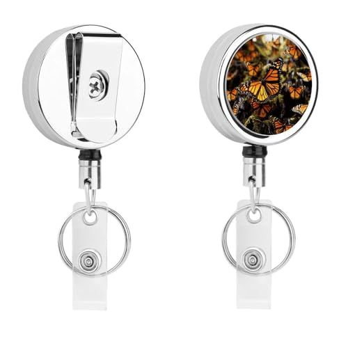 Einziehbarer Ausweishalter aus Metall, einziehbarer Schlüsselanhänger, Orange, Monarch-Schmetterlinge, Abzeichen mit Gürtelclip, Schlüsselanhänger für Schlüssel, Namenskartenhalter Einziehbarer Ausweishalter aus Metall, einziehbarer Schlüsselanhänger, Orange, Monarch-Schmetterlinge, Abzeichen mit Gürtelclip, Schlüsselanhänger für Schlüssel, Namenskartenhalter von HEBVNJF