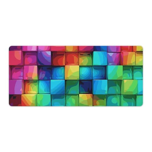 Gaming-Mauspad, Schreibtischunterlage, groß, Regenbogenfarben, kariert, LED-Mauspad, rutschfeste Unterseite, wasserdicht, Schreibtisch-Schreibunterlage für Büro und Zuhause Gaming-Mauspad, Schreibtischunterlage, groß, Regenbogenfarben, kariert, LED-Mauspad, rutschfeste Unterseite, wasserdicht, Schreibtisch-Schreibunterlage für Büro und Zuhause von HEBVNJF