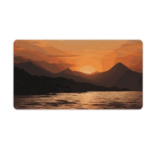 Gaming-Mauspad, Schreibtischunterlage, großes Mauspad, Berg und Wasser bei Sonnenuntergang, LED-Mauspad, rutschfeste Unterseite, wasserdicht, Schreibtisch-Schreibunterlage für Büro und Zuhause Gaming-Mauspad, Schreibtischunterlage, großes Mauspad, Berg und Wasser bei Sonnenuntergang, LED-Mauspad, rutschfeste Unterseite, wasserdicht, Schreibtisch-Schreibunterlage für Büro und Zuhause von HEBVNJF