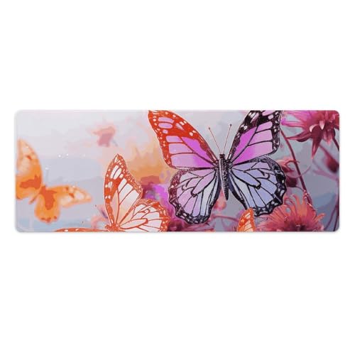Gaming-Mauspad, Schreibtischunterlage, großes Mauspad, Farbe Schmetterling, Blume, LED-Mauspad, rutschfeste Unterseite, wasserdicht, Schreibtischunterlage für Büro und Zuhause Gaming-Mauspad, Schreibtischunterlage, großes Mauspad, Farbe Schmetterling, Blume, LED-Mauspad, rutschfeste Unterseite, wasserdicht, Schreibtischunterlage für Büro und Zuhause von HEBVNJF