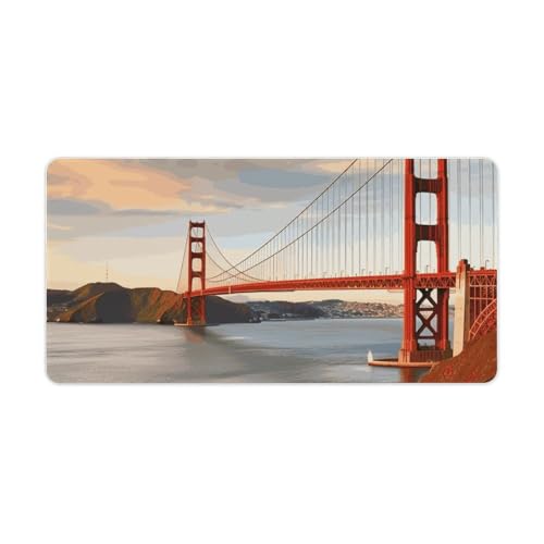 Gaming-Mauspad, Schreibtischunterlage, großes Mauspad, Golden Gate Bridge, LED-Mauspad, rutschfeste Unterseite, wasserdicht, Schreibtisch-Schreibunterlage für Büro und Zuhause Gaming-Mauspad, Schreibtischunterlage, großes Mauspad, Golden Gate Bridge, LED-Mauspad, rutschfeste Unterseite, wasserdicht, Schreibtisch-Schreibunterlage für Büro und Zuhause von HEBVNJF