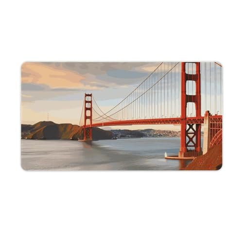 Gaming-Mauspad, Schreibtischunterlage, großes Mauspad, Golden Gate Bridge, LED-Mauspad, rutschfeste Unterseite, wasserdicht, Schreibtisch-Schreibunterlage für Büro und Zuhause Gaming-Mauspad, Schreibtischunterlage, großes Mauspad, Golden Gate Bridge, LED-Mauspad, rutschfeste Unterseite, wasserdicht, Schreibtisch-Schreibunterlage für Büro und Zuhause von HEBVNJF