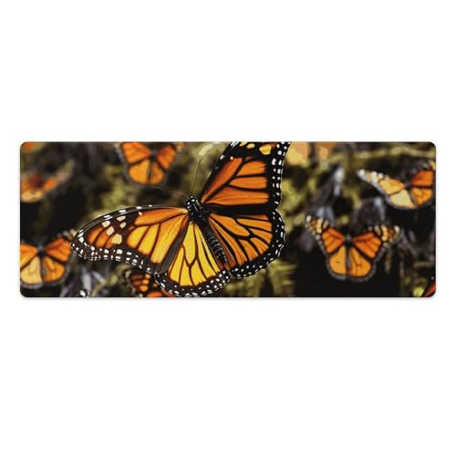 Gaming-Mauspad, Schreibtischunterlage, großes Mauspad, Orange, Monarch-Schmetterlinge, LED-Mauspad, rutschfeste Unterseite, wasserdicht, Schreibtisch-Schreibunterlage für Büro und Zuhause Gaming-Mauspad, Schreibtischunterlage, großes Mauspad, Orange, Monarch-Schmetterlinge, LED-Mauspad, rutschfeste Unterseite, wasserdicht, Schreibtisch-Schreibunterlage für Büro und Zuhause von HEBVNJF