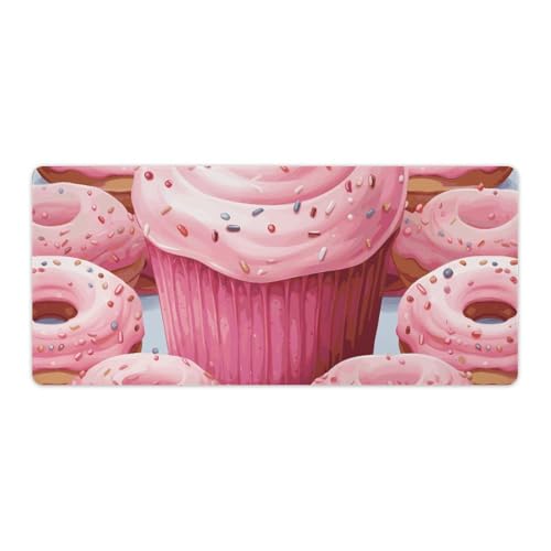 Gaming-Mauspad, Schreibtischunterlage, großes Mauspad, rosa Donut und Cupcake, LED-Mauspad, rutschfeste Unterseite, wasserdicht, Schreibtisch-Schreibunterlage für Büro und Zuhause Gaming-Mauspad, Schreibtischunterlage, großes Mauspad, rosa Donut und Cupcake, LED-Mauspad, rutschfeste Unterseite, wasserdicht, Schreibtisch-Schreibunterlage für Büro und Zuhause von HEBVNJF