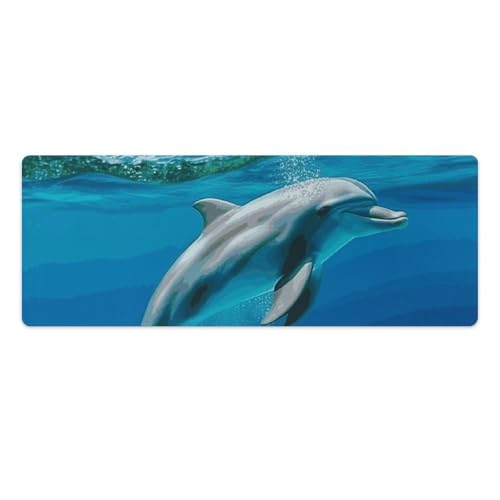 Gaming-Mauspad, Schreibtischunterlage, großes Mauspad, schwimmender Delfin im blauen Meer, LED-Mauspad, rutschfeste Unterseite, wasserdicht, Schreibtisch-Schreibunterlage für Büro und Zuhause Gaming-Mauspad, Schreibtischunterlage, großes Mauspad, schwimmender Delfin im blauen Meer, LED-Mauspad, rutschfeste Unterseite, wasserdicht, Schreibtisch-Schreibunterlage für Büro und Zuhause von HEBVNJF