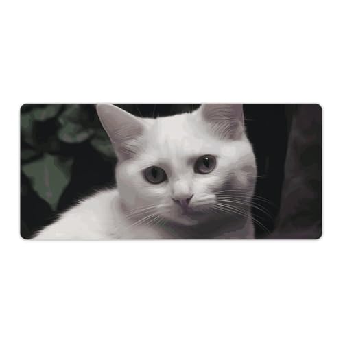 Gaming-Mauspad, Schreibtischunterlage, großes Mauspad, weiße Katze, LED-Mauspad, rutschfeste Unterseite, wasserdicht, Schreibtisch-Schreibunterlage für Büro und Zuhause Gaming-Mauspad, Schreibtischunterlage, großes Mauspad, weiße Katze, LED-Mauspad, rutschfeste Unterseite, wasserdicht, Schreibtisch-Schreibunterlage für Büro und Zuhause von HEBVNJF