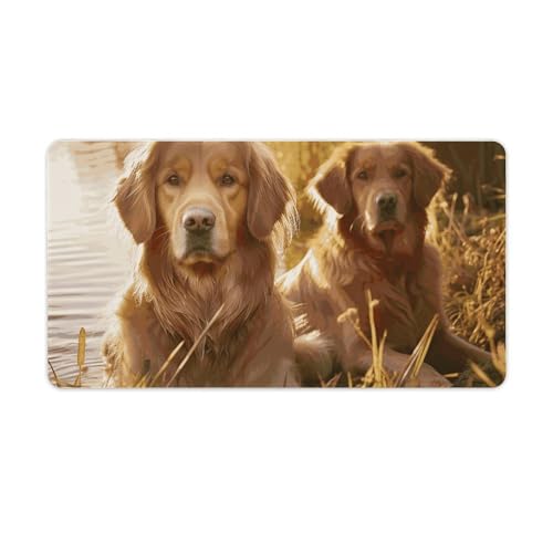 Gaming-Mauspad, Schreibtischunterlage, großes Mauspad, zwei Golden Retriever, LED-Mauspad, rutschfeste Unterseite, wasserdicht, Schreibtisch-Schreibunterlage für Büro und Zuhause Gaming-Mauspad, Schreibtischunterlage, großes Mauspad, zwei Golden Retriever, LED-Mauspad, rutschfeste Unterseite, wasserdicht, Schreibtisch-Schreibunterlage für Büro und Zuhause von HEBVNJF