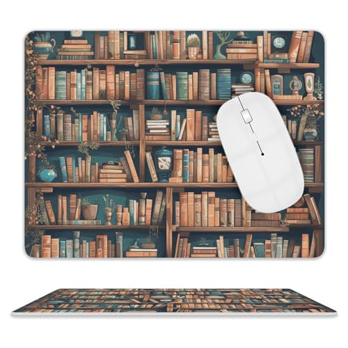 Rutschfeste Gummiunterseite, kleines Mauspad, quadratisch, 20,3 x 25,4 cm, Leder-Mauspad, Cartoon-Bücherregal, Bücherwurm-Mauspad Rutschfeste Gummiunterseite, kleines Mauspad, quadratisch, 20,3 x 25,4 cm, Leder-Mauspad, Cartoon-Bücherregal, Bücherwurm-Mauspad von HEBVNJF