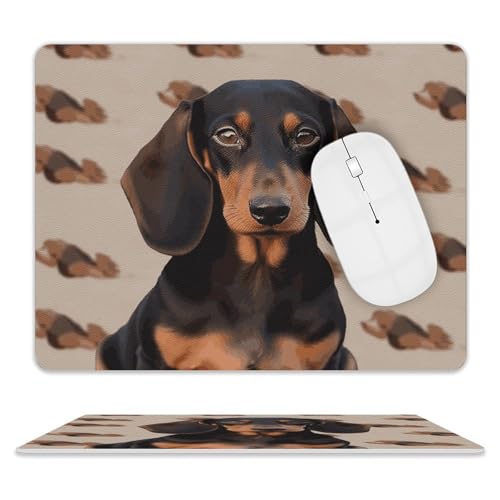 Rutschfeste Gummiunterseite, kleines Mauspad, quadratisch, 20,3 x 25,4 cm, Leder-Mauspad, Dackel, Hund Rutschfeste Gummiunterseite, kleines Mauspad, quadratisch, 20,3 x 25,4 cm, Leder-Mauspad, Dackel, Hund von HEBVNJF
