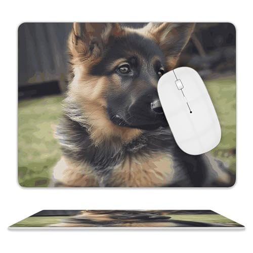 Rutschfeste Gummiunterseite, kleines Mauspad, quadratisch, 20,3 x 25,4 cm, Leder-Mauspad, Deutscher Schäferhund, Welpe Rutschfeste Gummiunterseite, kleines Mauspad, quadratisch, 20,3 x 25,4 cm, Leder-Mauspad, Deutscher Schäferhund, Welpe von HEBVNJF