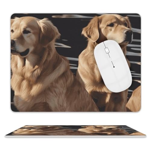 Rutschfeste Gummiunterseite, kleines Mauspad, quadratisch, 20,3 x 25,4 cm, Leder-Mauspad, Golden Retrievers Mauspad Rutschfeste Gummiunterseite, kleines Mauspad, quadratisch, 20,3 x 25,4 cm, Leder-Mauspad, Golden Retrievers Mauspad von HEBVNJF