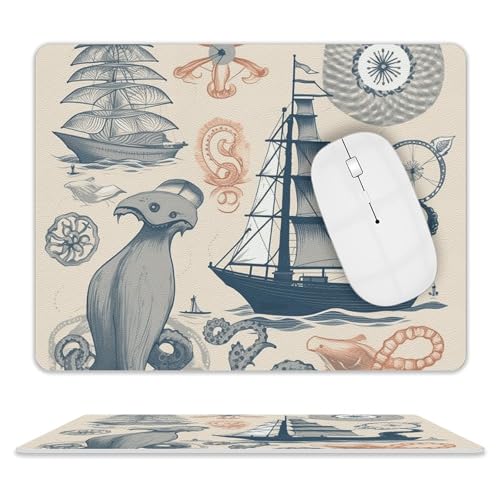 Rutschfeste Gummiunterseite, kleines Mauspad, quadratisch, 20,3 x 25,4 cm, Leder-Mauspad, Leuchtturm, Segelboot, Oktopus-Mauspad Rutschfeste Gummiunterseite, kleines Mauspad, quadratisch, 20,3 x 25,4 cm, Leder-Mauspad, Leuchtturm, Segelboot, Oktopus-Mauspad von HEBVNJF