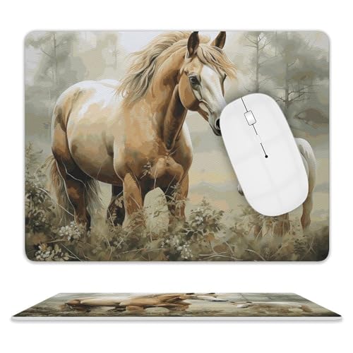 Rutschfeste Gummiunterseite, kleines Mauspad, quadratisch, 20,3 x 25,4 cm, Leder-Mauspad, Tier-Stickerei, Pferde Rutschfeste Gummiunterseite, kleines Mauspad, quadratisch, 20,3 x 25,4 cm, Leder-Mauspad, Tier-Stickerei, Pferde von HEBVNJF