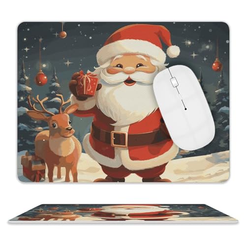 Rutschfeste Gummiunterseite, kleines Mauspad, quadratisch, 20,3 x 25,4 cm, Leder-Mauspad, Weihnachtsmann-Mauspad Rutschfeste Gummiunterseite, kleines Mauspad, quadratisch, 20,3 x 25,4 cm, Leder-Mauspad, Weihnachtsmann-Mauspad von HEBVNJF