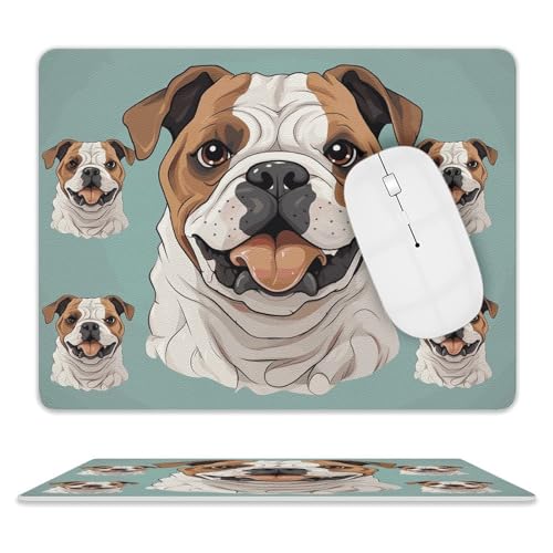 Rutschfeste Gummiunterseite, kleines Mauspad, quadratisch, 20,3 x 25,4 cm, Leder-Mauspad, lustige englische Bulldogge Rutschfeste Gummiunterseite, kleines Mauspad, quadratisch, 20,3 x 25,4 cm, Leder-Mauspad, lustige englische Bulldogge von HEBVNJF
