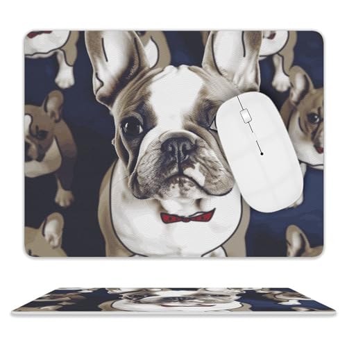 Rutschfeste Gummiunterseite, kleines Mauspad, quadratisch, 20,3 x 25,4 cm, Leder-Mauspad, niedliche französische Bulldogge Rutschfeste Gummiunterseite, kleines Mauspad, quadratisch, 20,3 x 25,4 cm, Leder-Mauspad, niedliche französische Bulldogge von HEBVNJF