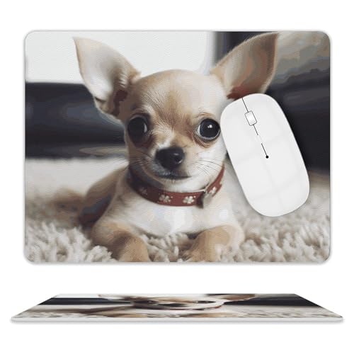 Rutschfeste Gummiunterseite, kleines Mauspad, quadratisch, 20,3 x 25,4 cm, Leder-Mauspad, niedlicher Chihuahua-Mauspad Rutschfeste Gummiunterseite, kleines Mauspad, quadratisch, 20,3 x 25,4 cm, Leder-Mauspad, niedlicher Chihuahua-Mauspad von HEBVNJF