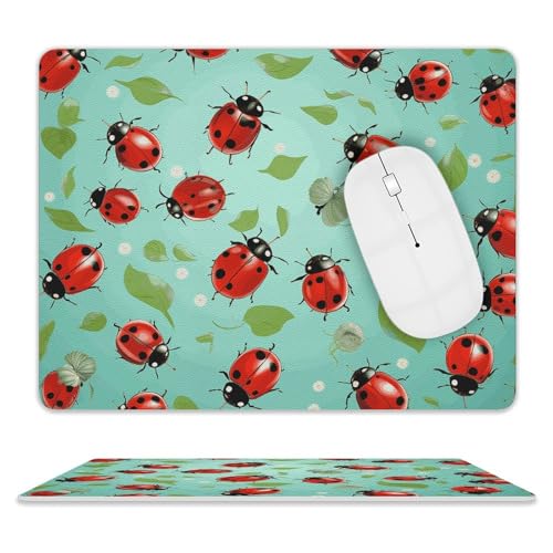 Rutschfeste Gummiunterseite, kleines Mauspad, quadratisch, 20,3 x 25,4 cm, Leder-Mauspad, rote Marienkäfer Rutschfeste Gummiunterseite, kleines Mauspad, quadratisch, 20,3 x 25,4 cm, Leder-Mauspad, rote Marienkäfer von HEBVNJF