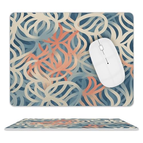 Rutschfeste Gummiunterseite, kleines Mauspad, quadratisch, 20,3 x 25,4 cm, Leder-Mauspads mit korallenfarbenen Mustern Rutschfeste Gummiunterseite, kleines Mauspad, quadratisch, 20,3 x 25,4 cm, Leder-Mauspads mit korallenfarbenen Mustern von HEBVNJF