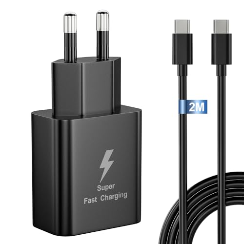 25W für Samsung Schnellladegerät +2M USB-C Ladekabel Ladegerät für Samsung A54 A34 A14 5g A53 A52 A51 A50 A34 A33 A14 A13 S23 S22 S22 S21 FE S20 Note20 ep-ta800 für Samsung Fast Charger USB C von HECHOBO