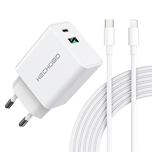 USB C Adapter, 2 Port 20W USB C Ladegerät+ 2m Ladekabel, Adapter i Phone 14/13/12/11/SE, Google Pixel Galaxy S22 Ultra，Samsung Galaxy S22 S21, ladegerät USB-c PD3.0 von HECHOBO