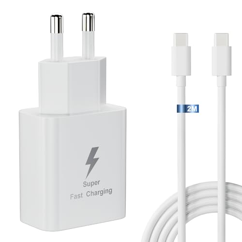 USB C Ladegerät 25W für Samsung, USB C Ladegerät für Samsung S23/ S22/ S21/ S21 Ultra/ A53/ A52/ A54/ A13/ A14/M33/huawei, Schnellladegerät 25 W mit 2 m Kabel von HECHOBO