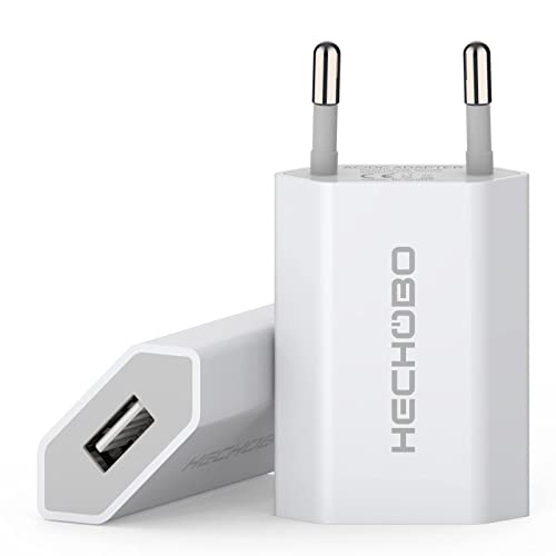 USB Ladegerät, 2er Pack USB Stecker - Adapter 5V 1A Universal - Charger Kompatibel mit Smartphone, iPhone, iWatch, Handy, Kamera, Tablets, MP3 usw von HECHOBO