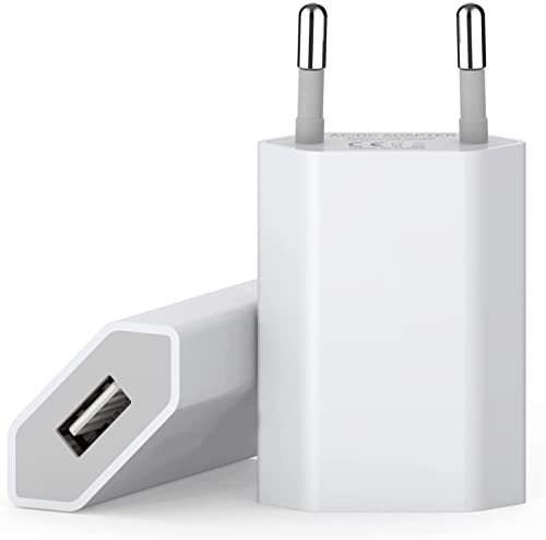 USB-Ladegerät für iPhone (2 Stück), kompatibel mit iPhone 8 7 6 5 11 12 X XS SE XR XS Max, IPad Mini, IPod touch / Nano, Ladegerät 5W 1A USB-Ladegerät von HECHOBO